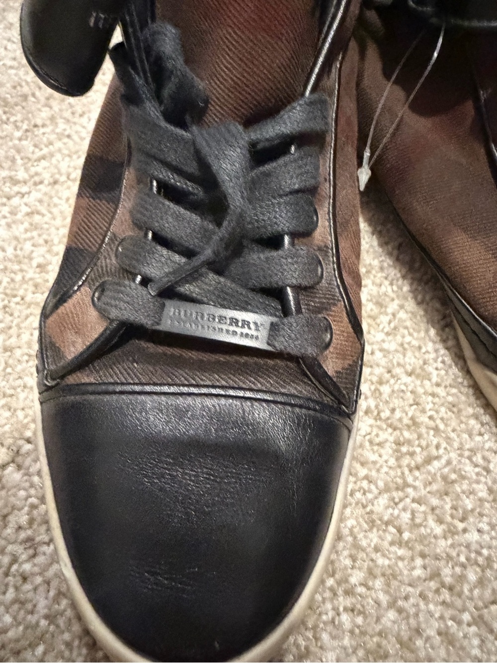 Burberry Brown and Black High-Top Men’s Sneakers - Picture 2 of 6